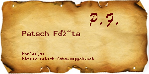 Patsch Fáta névjegykártya